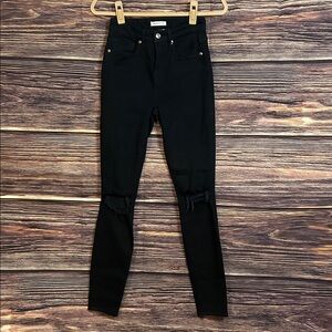 Good American Black Skinny Jeans with Knee Holes | size 2/26